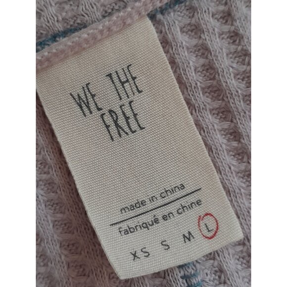 We The Free Large Dahlia Waffle Knit Flared Sleeve Thermal Grunge Slouchy Top - Picture 4 of 7